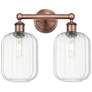 1_Edison Preston 16"W 2 Light Copper Vanity Light With Clear Jar Shade