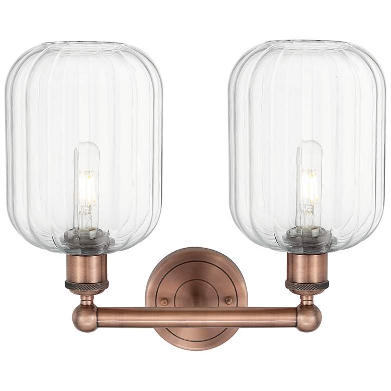 Image 2 Edison Preston 16"W 2 Light Copper Vanity Light With Clear Jar Shade more views
