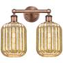 1_Edison Preston 16"W 2 Light Copper Vanity Light With Mercury Jar Shade