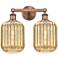 Edison Preston 16"W 2 Light Copper Vanity Light With Mercury Jar Shade