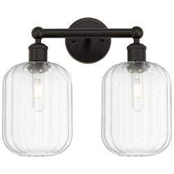Edison Preston 16"W 2 Light Oiled Bronze Bath Light w/ Clear Jar Shade