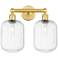Edison Preston 16"W 2 Light Satin Gold Vanity Light w/ Clear Jar Shade