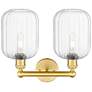 2_Edison Preston 16"W 2 Light Satin Gold Vanity Light w/ Clear Jar Shade more views