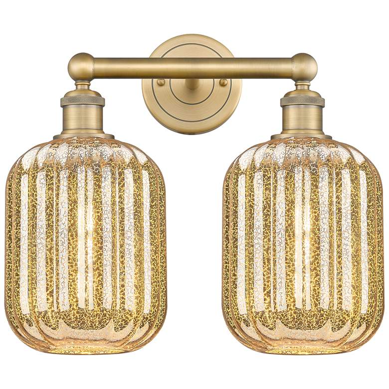 Image 1 Edison Preston 16"W 2-Lt Brushed Brass Bath Light w/ Mercury Jar Shade