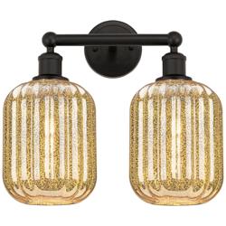 Edison Preston 16"W 2-Lt Oiled Bronze Bath Light w/ Mercury Jar Shade