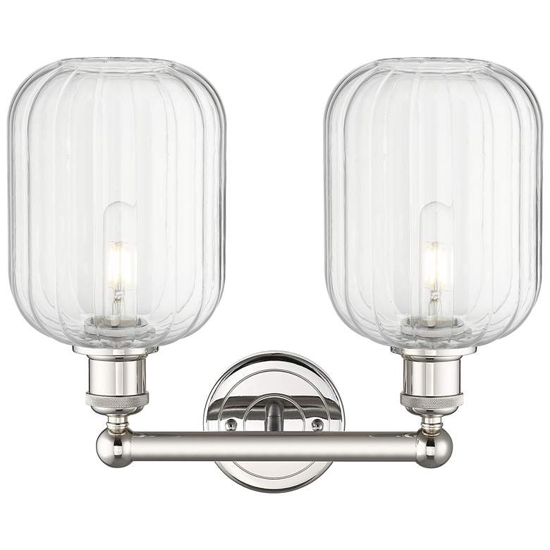 Image 2 Edison Preston 16"W 2-Lt Polished Nickel Bath Light w/ Clear Jar Shade more views