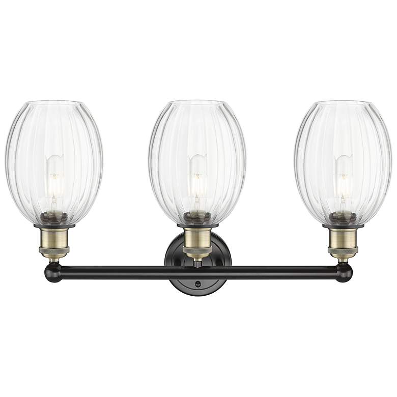 Image 2 Edison Preston 24"W 3 Light Black Brass Bath Light w/ Clear Bulb Shade more views