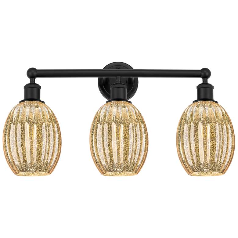 Image 1 Edison Preston 24"W 3 Light Black Vanity Light w/ Mercury Bulb Shade