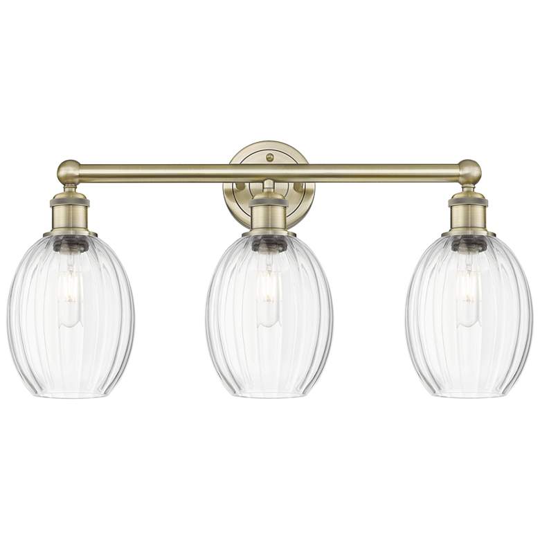 Image 1 Edison Preston 24"W 3 Light Brass Vanity Light With Clear Bulb Shade