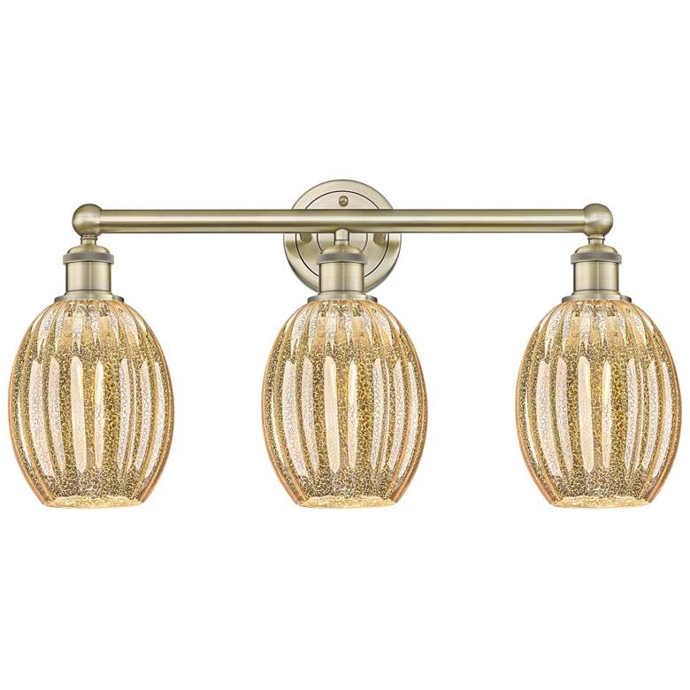 Image 1 Edison Preston 24"W 3 Light Brass Vanity Light With Mercury Bulb Shade