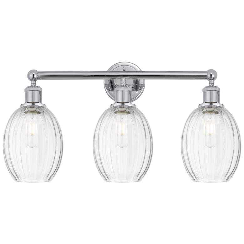 Image 1 Edison Preston 24"W 3 Light Chrome Vanity Light w/ Clear Bulb Shade