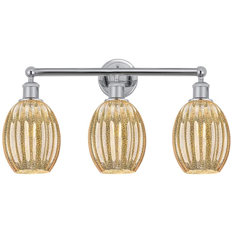 Image 1 Edison Preston 24"W 3 Light Chrome Vanity Light w/ Mercury Bulb Shade