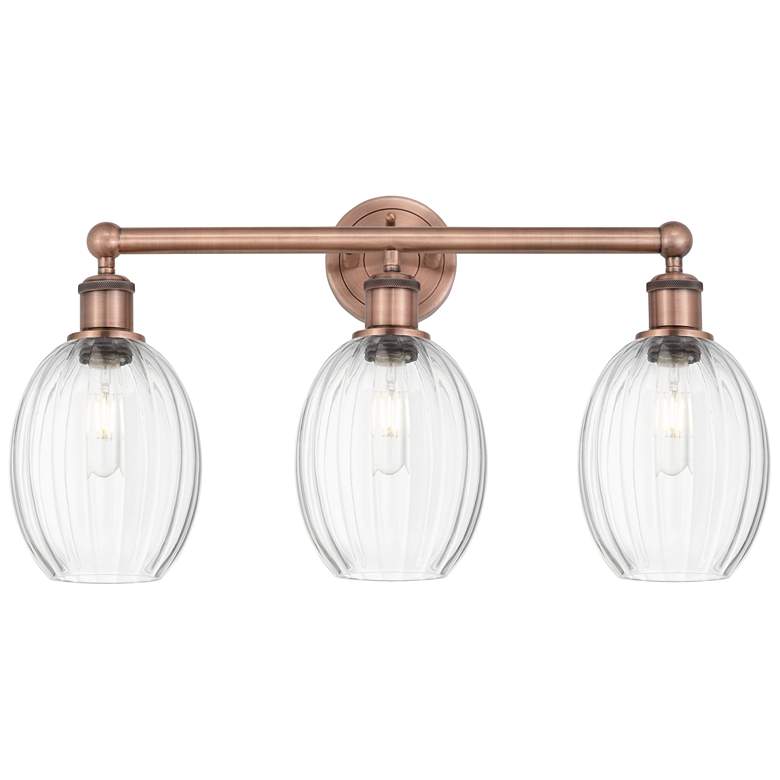 Image 1 Edison Preston 24"W 3 Light Copper Vanity Light With Clear Bulb Shade
