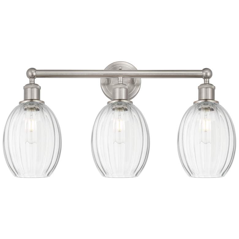 Image 1 Edison Preston 24"W 3 Light Nickel Bath Light w/ Clear Bulb Shade
