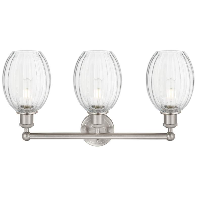 Image 2 Edison Preston 24"W 3 Light Nickel Bath Light w/ Clear Bulb Shade more views
