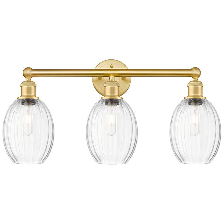 Image 1 Edison Preston 24"W 3 Light Satin Gold Bath Light w/ Clear Bulb Shade