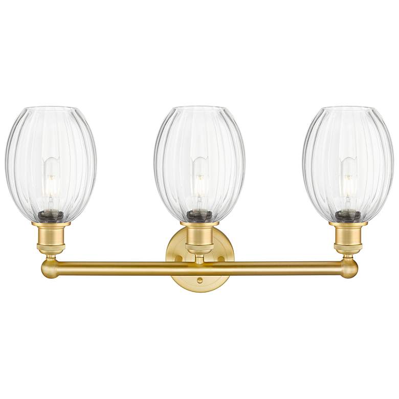 Image 2 Edison Preston 24"W 3 Light Satin Gold Bath Light w/ Clear Bulb Shade more views
