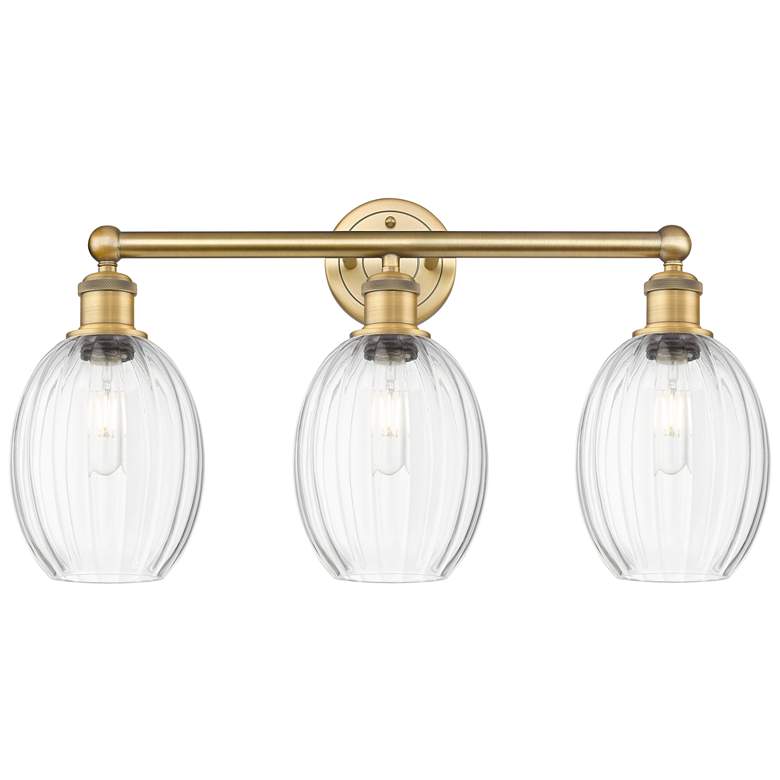 Image 1 Edison Preston 24"W 3-Lt Brushed Brass Bath Light w/ Clear Bulb Shade
