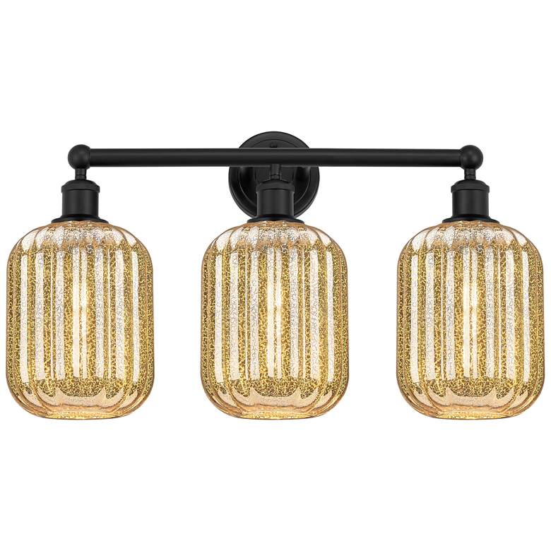 Image 1 Edison Preston 25"W 3 Light Black Vanity Light w/ Mercury Jar Shade