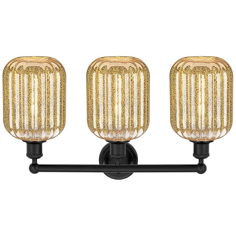 Image 2 Edison Preston 25"W 3 Light Black Vanity Light w/ Mercury Jar Shade more views