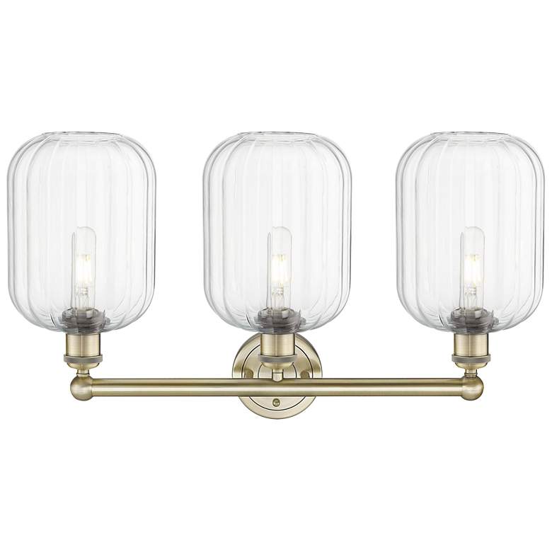Image 2 Edison Preston 25"W 3 Light Brass Vanity Light With Clear Jar Shade more views