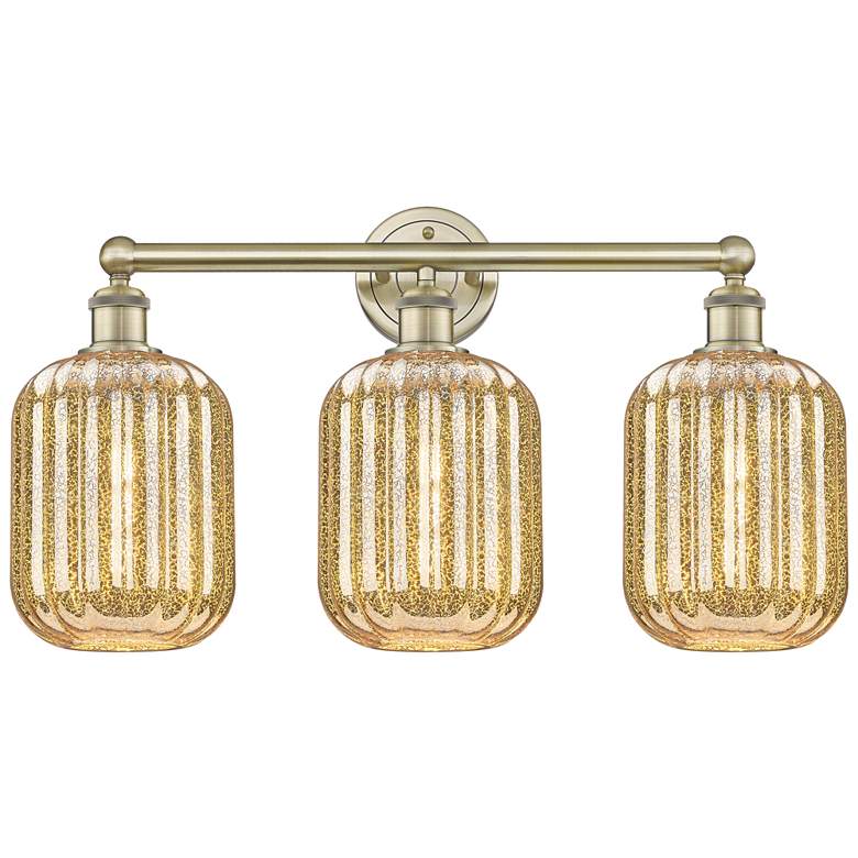 Image 1 Edison Preston 25"W 3 Light Brass Vanity Light With Mercury Jar Shade
