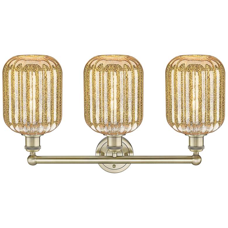 Image 2 Edison Preston 25"W 3 Light Brass Vanity Light With Mercury Jar Shade more views