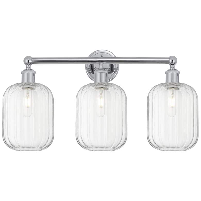 Image 1 Edison Preston 25"W 3 Light Chrome Vanity Light w/ Clear Jar Shade