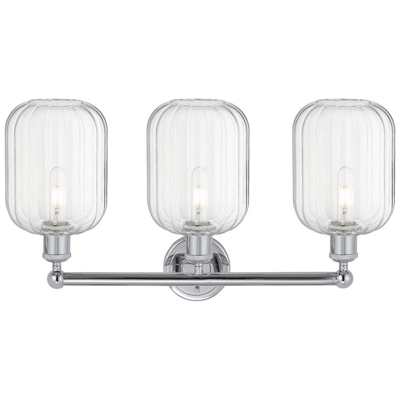 Image 2 Edison Preston 25"W 3 Light Chrome Vanity Light w/ Clear Jar Shade more views