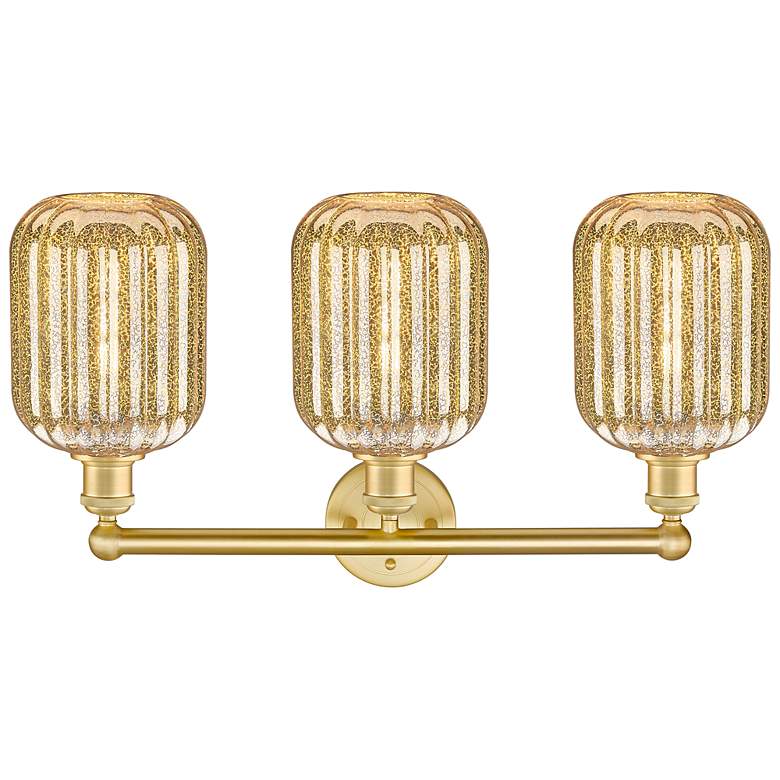 Image 2 Edison Preston 25"W 3 Light Gold Vanity Light w/ Mercury Jar Shade more views