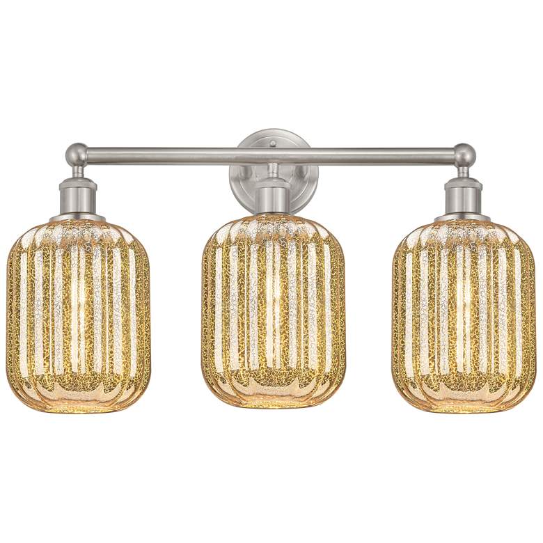 Image 1 Edison Preston 25"W 3 Light Nickel Bath Light w/ Mercury Jar Shade