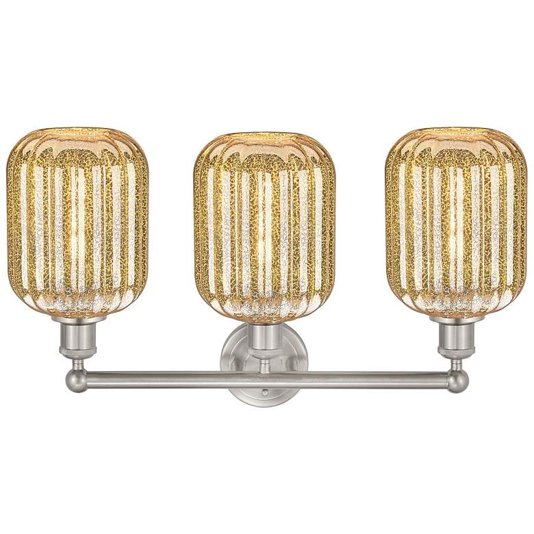 Image 2 Edison Preston 25"W 3 Light Nickel Bath Light w/ Mercury Jar Shade more views