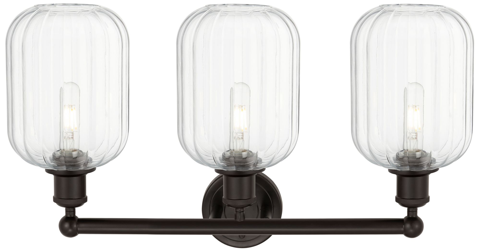 Image 2 Edison Preston 25"W 3 Light Oiled Bronze Bath Light w/ Clear Jar Shade more views