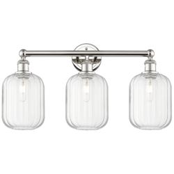 Edison Preston 25"W 3-Lt Polished Nickel Bath Light w/ Clear Jar Shade