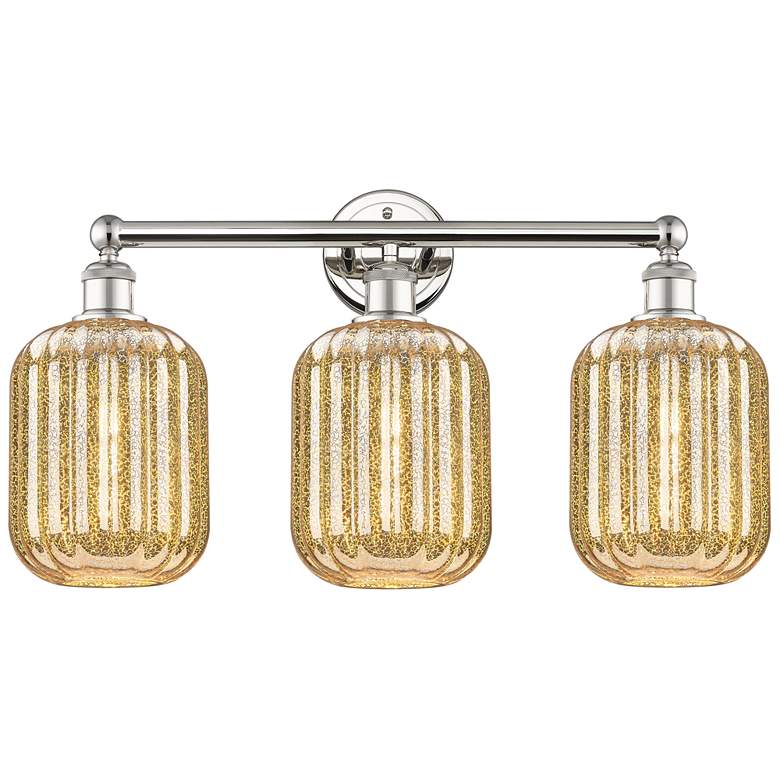 Image 1 Edison Preston 25"W 3-Lt Polished Nickel Vanity w/ Mercury Jar Shade