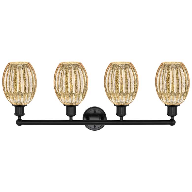 Image 2 Edison Preston 33"W 4 Light Black Vanity Light w/ Mercury Bulb Shade more views