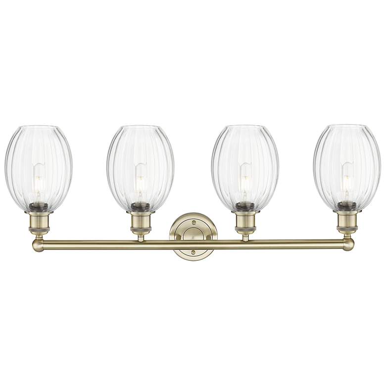 Image 2 Edison Preston 33"W 4 Light Brass Vanity Light With Clear Bulb Shade more views