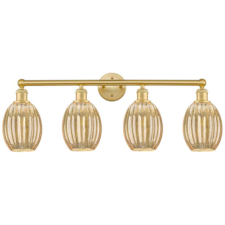 Image 1 Edison Preston 33"W 4 Light Gold Vanity Light w/ Mercury Bulb Shade