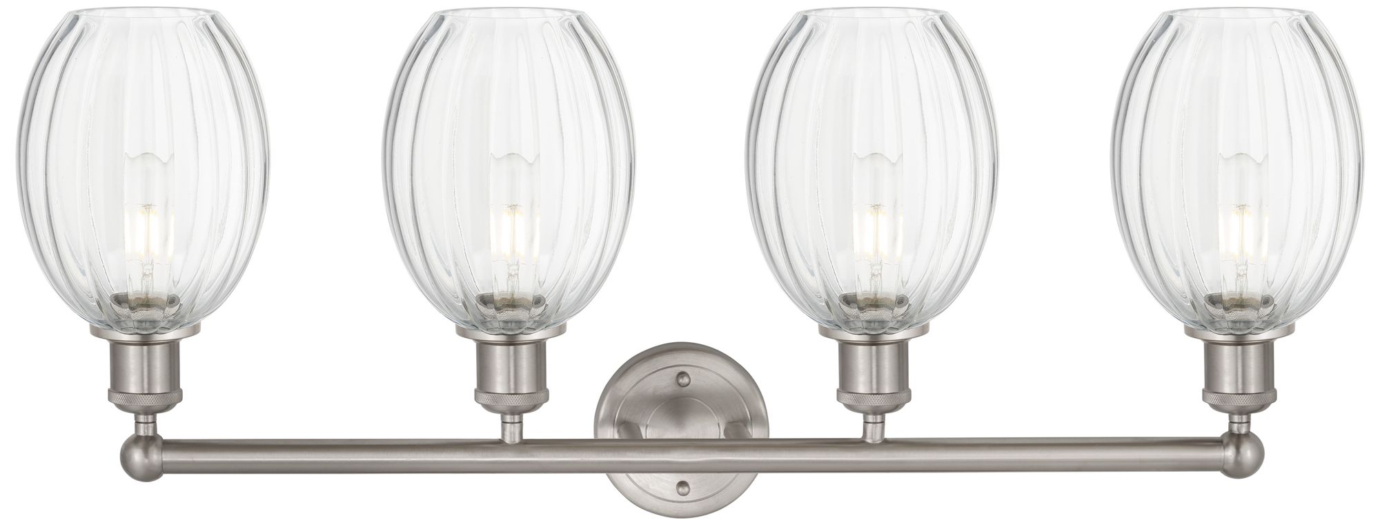 Image 2 Edison Preston 33"W 4 Light Nickel Bath Light w/ Clear Bulb Shade more views