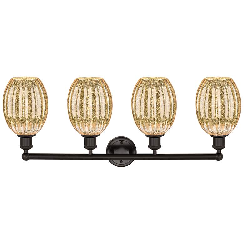 Image 2 Edison Preston 33"W 4 Light Oiled Bronze Vanity w/ Mercury Bulb Shade more views