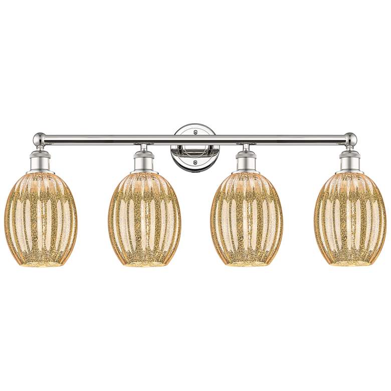 Image 1 Edison Preston 33"W 4-Lt Polished Nickel Vanity w/ Mercury Bulb Shade