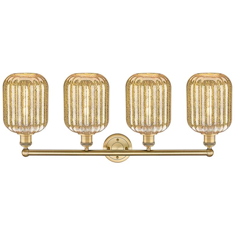 Image 2 Edison Preston 34"W 4 Light Brushed Brass Vanity w/ Mercury Jar Shade more views