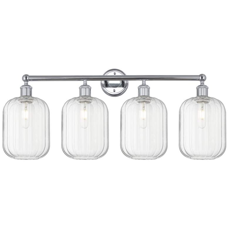 Image 1 Edison Preston 34"W 4 Light Chrome Vanity Light w/ Clear Jar Shade