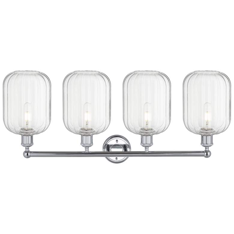 Image 2 Edison Preston 34"W 4 Light Chrome Vanity Light w/ Clear Jar Shade more views