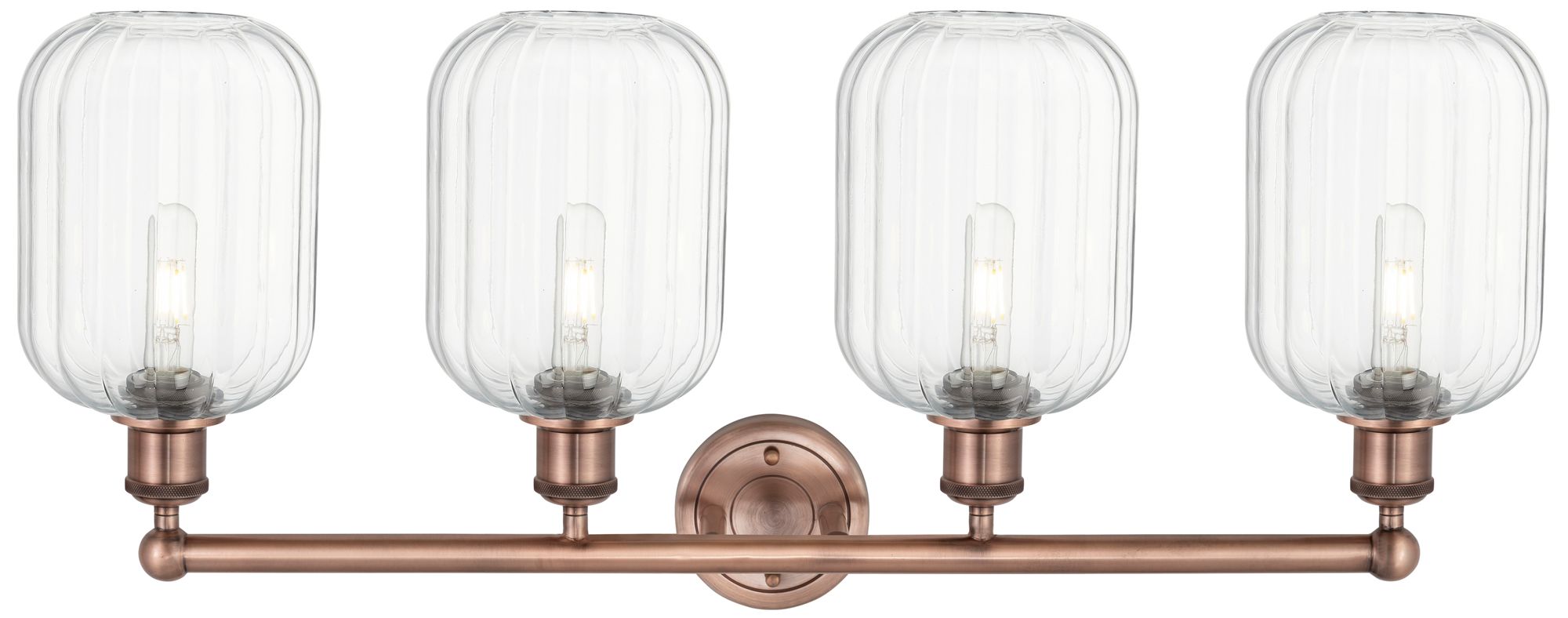 Image 2 Edison Preston 34"W 4 Light Copper Vanity Light With Clear Jar Shade more views
