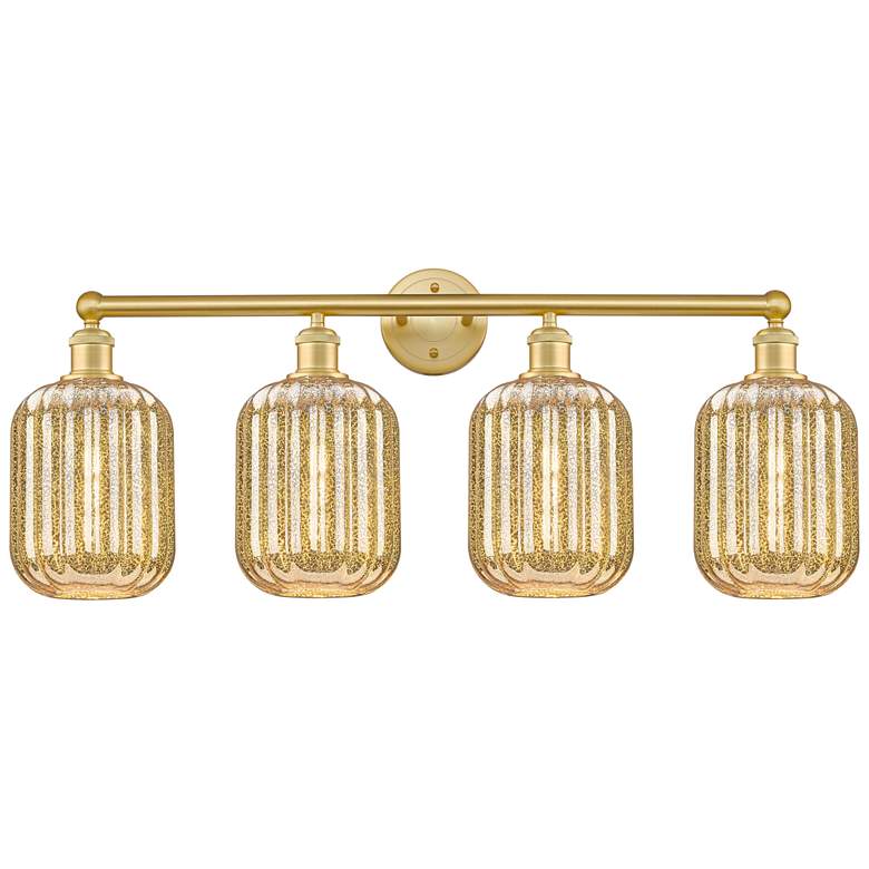 Image 1 Edison Preston 34"W 4 Light Gold Vanity Light w/ Mercury Jar Shade