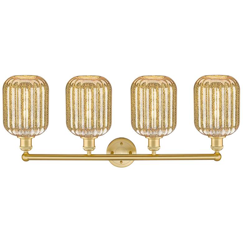 Image 2 Edison Preston 34"W 4 Light Gold Vanity Light w/ Mercury Jar Shade more views