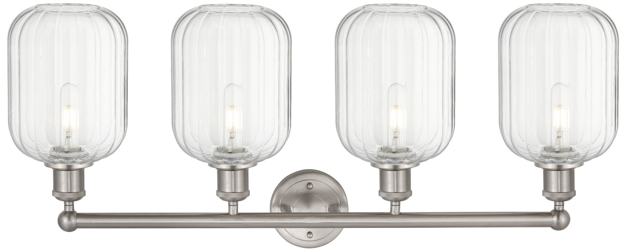 Image 2 Edison Preston 34"W 4 Light Nickel Bath Light w/ Clear Jar Shade more views