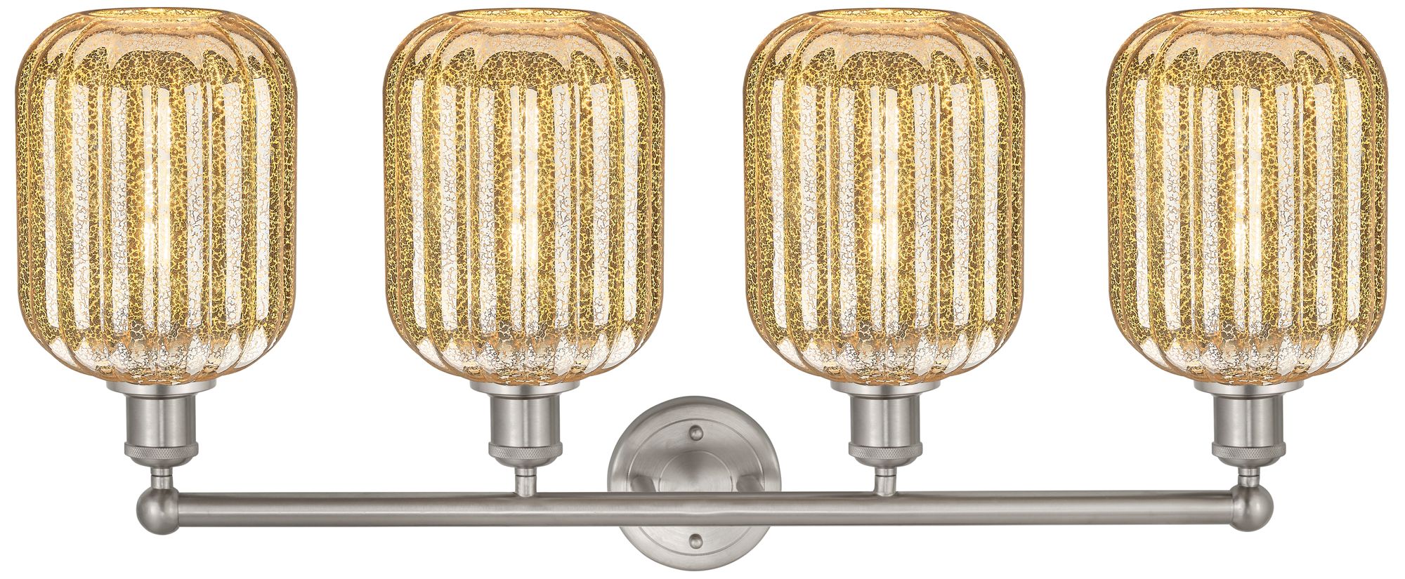 Image 2 Edison Preston 34"W 4 Light Nickel Bath Light w/ Mercury Jar Shade more views