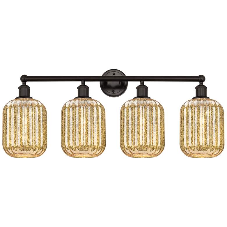Image 1 Edison Preston 34"W 4 Light Oiled Bronze Vanity w/ Mercury Jar Shade
